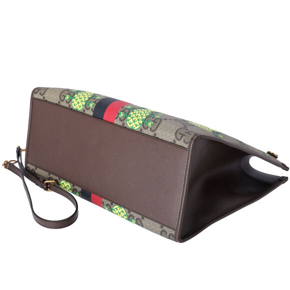 GUCCI Pineapple Tote Bag 659980 Brown Yellow Multi PVC Leather - Picture 5 of 7